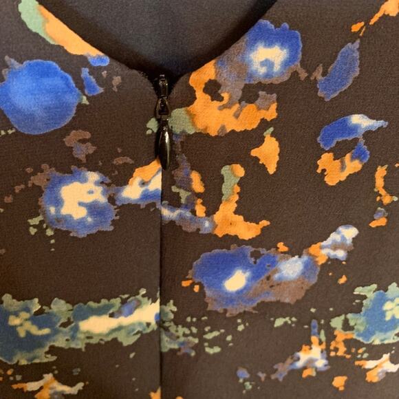 Hunter Dixon 100% Silk Black & Green/Blue Splatter Patterned Dress Size Medium - Picture 5 of 8